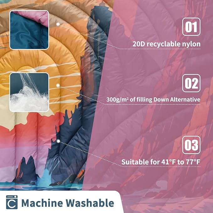 Camping Blanket,Lightweight Puffy Printed Camping Blanket Packable Outdoor Blanket for Camping,Traveling, Stadium, Hiking, Picnics