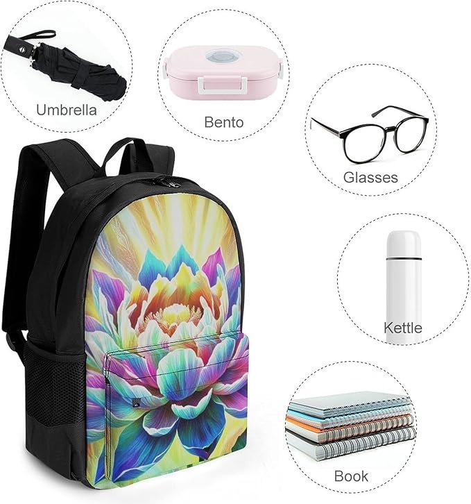 Rucksack Multipurpose Anti-Theft Big Capacity Shoulder Bag, Healing Poppy Flower Travel Hiking Camping Rucksack With Side Pockets