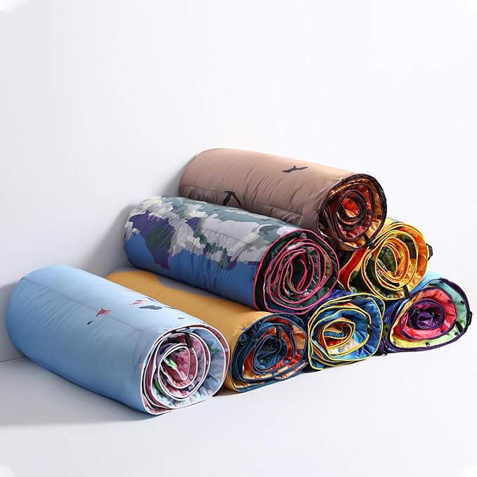 APSMILE Outdoor Down Blanket | Extra Warm & Puffy Camping Blanket | Water-Resistant, Lightweight, Packable Sleeping Quilt for Camp, Travel, Hiking, Picnic, Backpack (Flower Field HD Printed, 52"x75")