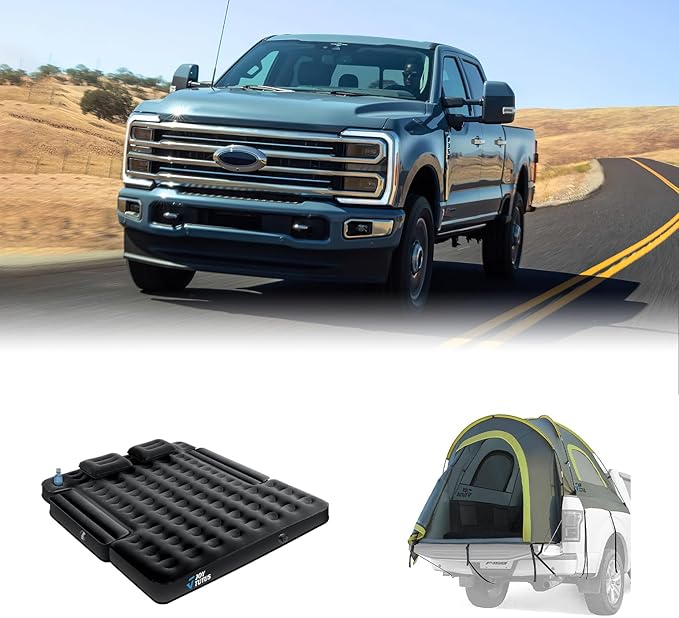 JoyTutus Pickup Truck Tent Aluminum Rod Green+JOYTUTUS Truck Bed Air Mattress 6.5Ft