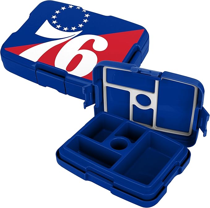 FOCO NBA Unisex-Adult Officially Licensed 2-Tone Big Logo Team Color Basketball Leak Proof 5 Compartment Bento Lunch Box - Philadelphia 76ers