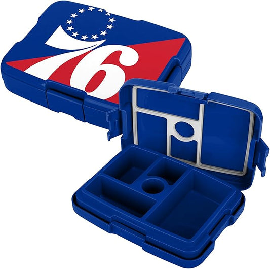 FOCO NBA Unisex-Adult Officially Licensed 2-Tone Big Logo Team Color Basketball Leak Proof 5 Compartment Bento Lunch Box - Philadelphia 76ers
