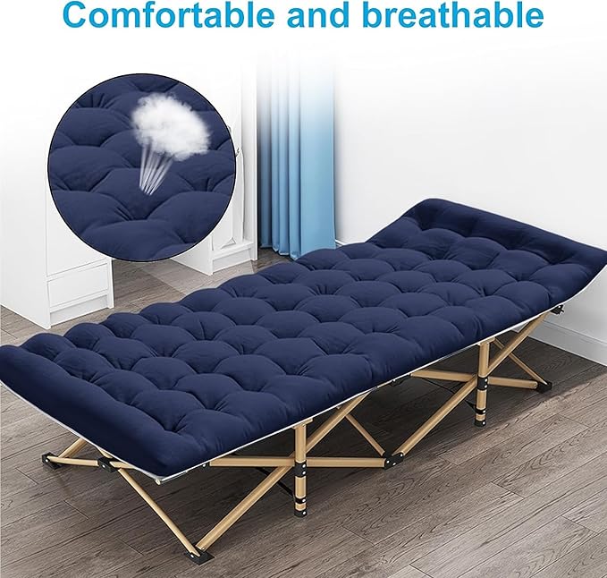 Camping Cot, 450LBS(Max Load), Portable Folding Outdoor Bed with Carry Bag for Adults Kids, Heavy Duty Cot for Traveling Gear Supplier, Office Nap, Beach Vocation and Home Lounging (Navy Blue)