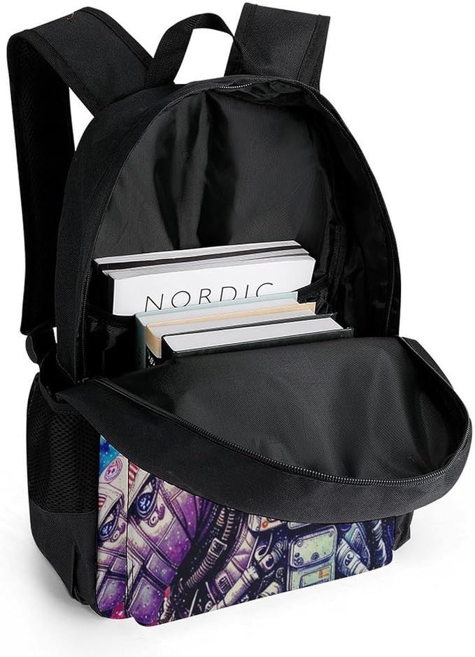Supdreamc Backpack Anti-Theft Multipurpose Large Capacity Carry On Bag, Space Astronaut Galaxy Starry Art Camping Outdoor Backpack With Side Pockets
