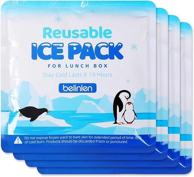 Reusable Ice Packs for Lunch Boxes - 7x7 Inch Long-Lasting Freezer Packs, BPA-Free Gel & Leakproof Design Cold Packs for Cooler, Camping, Travel