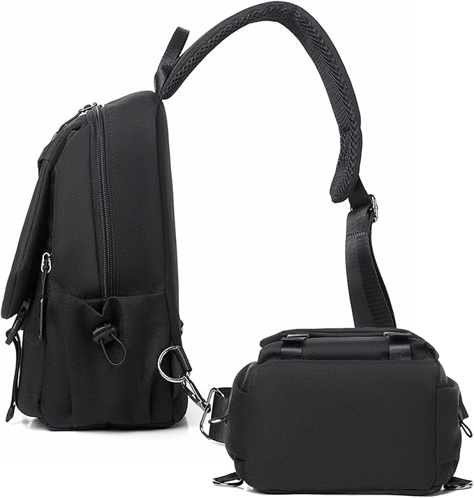 Waterproof Sling Bag for Mens Crossbody Bag, Wear-Resistant Travel Sling Backpack Chest Bag with Adjustable Shoulder Strap Anti Theft Daypack for Hiking Sports Running Women-Black