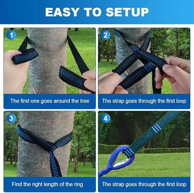 Adult Outdoor Camping Hammock | Heavy-Duty Rope Tree Hammock | Stand Replacement Option | Essential for Patio & Backyard Relaxation (Blue, Medium)