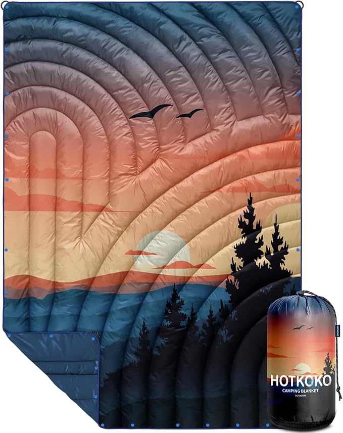 Camping Blanket,Lightweight Puffy Printed Camping Blanket Packable Outdoor Blanket for Camping,Traveling, Stadium, Hiking, Picnics