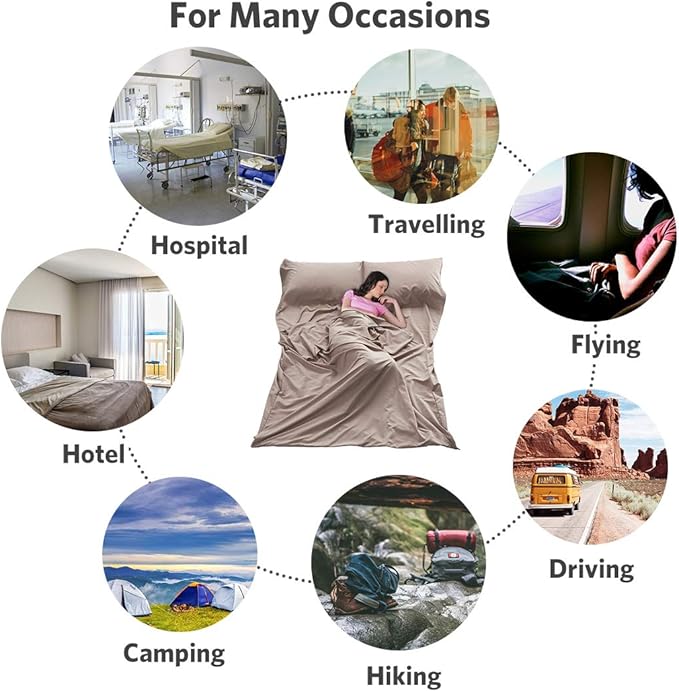 Sleeping Bag Liner Ultralight Travel Sheet Dirt-Proof Camping Sheets Compact Hotel Sleeping-Sack for Outdoor Backpacking Hiking