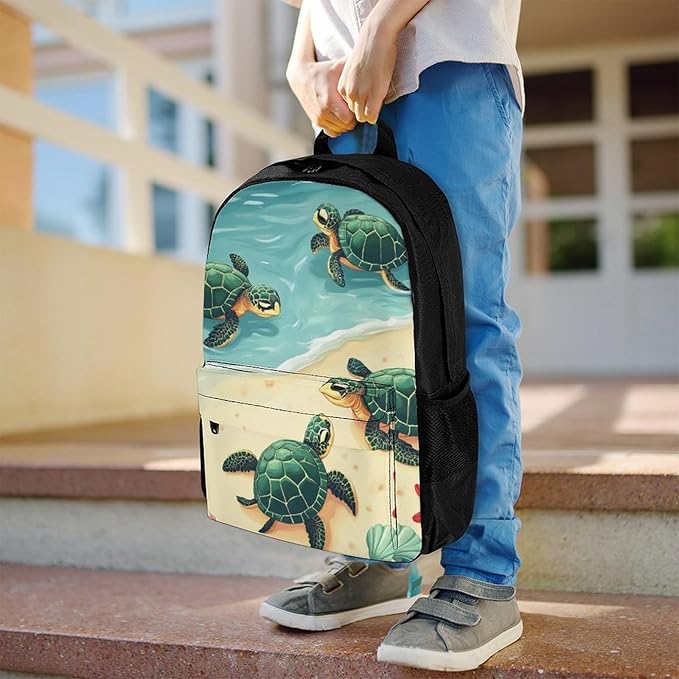 Supdreamc Men Women Lightweight Turtles On The Beach Backpack Large Capacity Carry On Bag With Padded Straps for Sports Work Walking Cycling