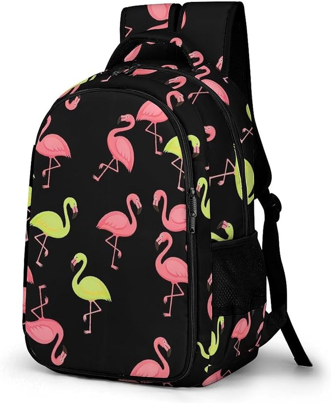 Nurse Teacher Travel Backpack Pink And Turquoise Flamingo Purse, Cute Laptop Backpack with Tumbler Holder for Women College Work Casual Daypack