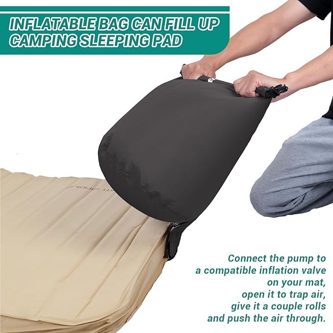 KingCamp Air Pump Sack, Roll Top Compression Pump Bag Ultralight Pump Sack Multi-Use Waterproof Outdoor Dry Bag Storage Bag for Inflation Sleeping Pad, Mattress & Camping Mat