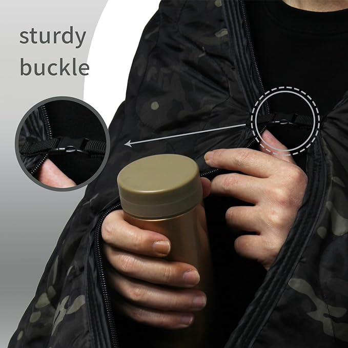 GRVCN Military Blanket - Camping Sleeping Bag with Zipper, Poncho Liner Thermal Insulated Blanket, Lightweight Portable Outdoor Hiking Survival Compression Carry Bag