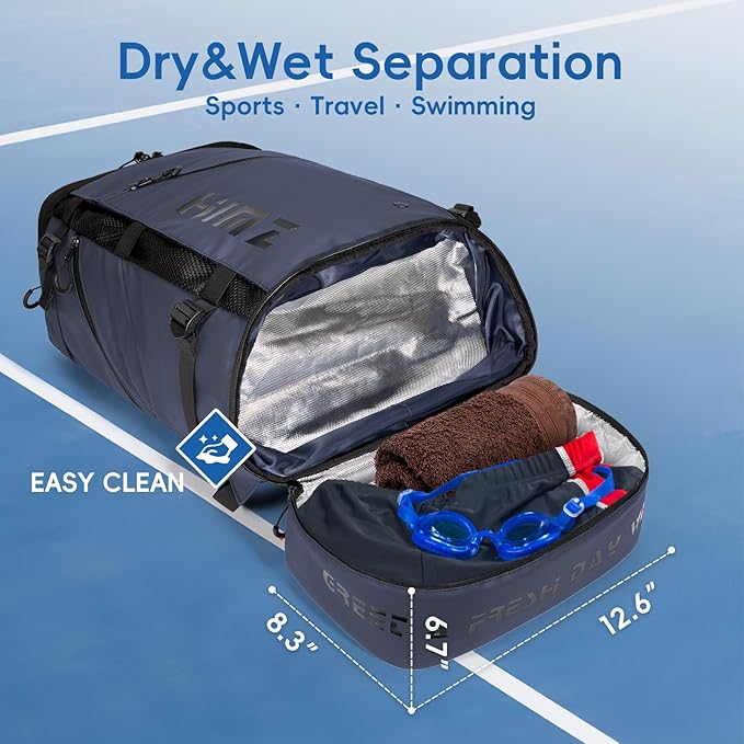 Waterproof Camping Backpack with Lunch Compartment, Mens Backpack Insulated for Work, 17 inch Laptop Bag, Carry On Backpacks for Airplane Beach Travel, Blue