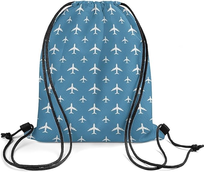 Gym Drawstring Backpack Sackpack Water Resistant for Sports Beach Yoga Travel Unisex, Airplane Bags