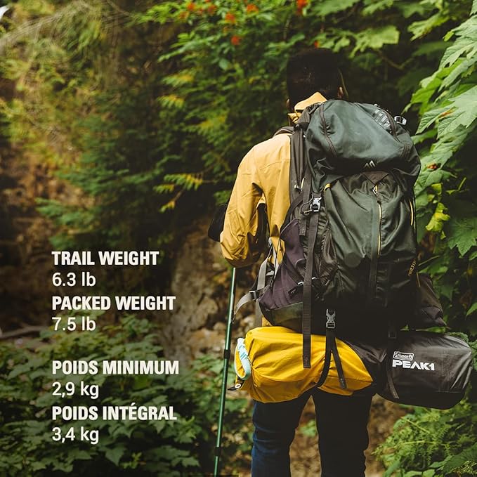 Coleman PEAK1 Premium Waterproof Backpacking Tent with Rainfly & Footprint, Lightweight Camping Tent Withstands Winds up to 45 MPH, 1/2/3/4/6 Person Sizes