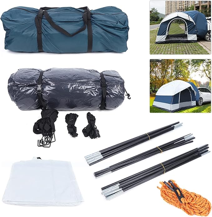 Car Tent Camping Waterproof Truck Tent 4-Person Outdoor Cabin Hiking Shelter Heavy Duty Outdoor Storage Shed Sun Camping Truck Tent Above Ground Camper Top Tents