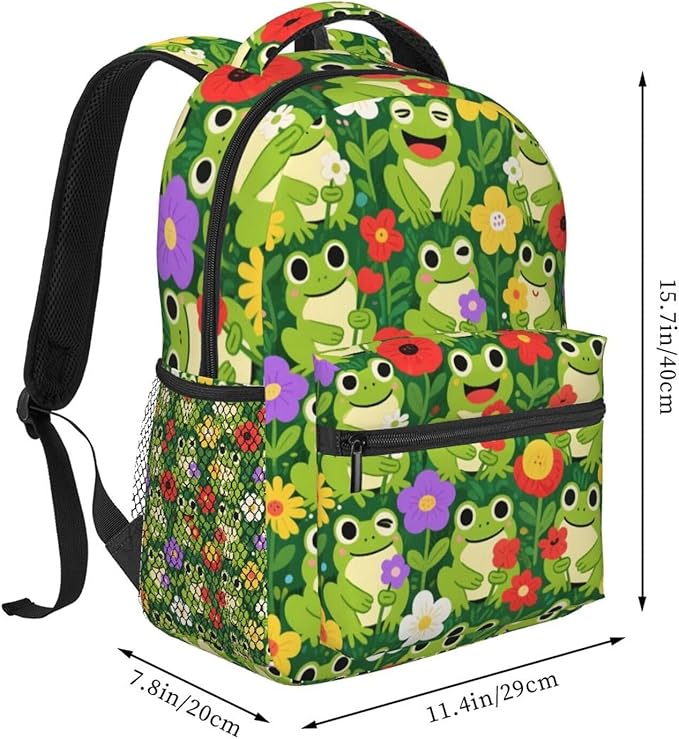 Casual Daypack Multipurpose Anti-Theft Large Capacity Carry On Bag, Frogs Green Colorful Casual Daypack Climbing Shoulder Bag With Padded Straps