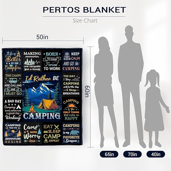 Camping Gifts for Women Men, Camping Blanket, Camper Decor, Camping Essentials Soft Throw Blanket for Couch Bed Sofa 60" X 50"