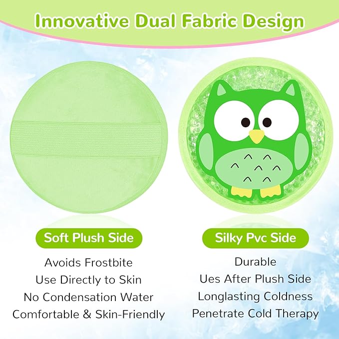 Kids Ice Packs for Boo Boos, 2 Packs Cute Hot Cold Gel Packs for Injuries, Reusable for Fever, Pain Relief, Wisdom Teeth, First Aid and Head, Arms, Legs Injuries