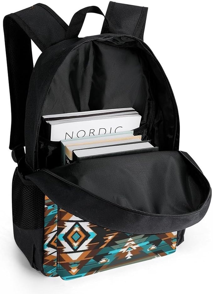 Lightweight Rucksacks for Climbing Outdoors Walking Cycling, Large Capacity Anti-Theft Multipurpose Carry On Bag, Ethnic Tribal Navajo Aztec Camping Outdoor Backpack