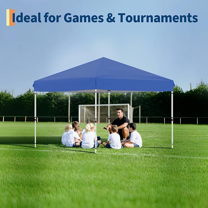 10x10 Pop Up Canopy Tent Outdoor Canopy with 3 Removable Sidewalls One-Person Set Up Heavy Duty Commercial Instant Tent Shelter-Blue