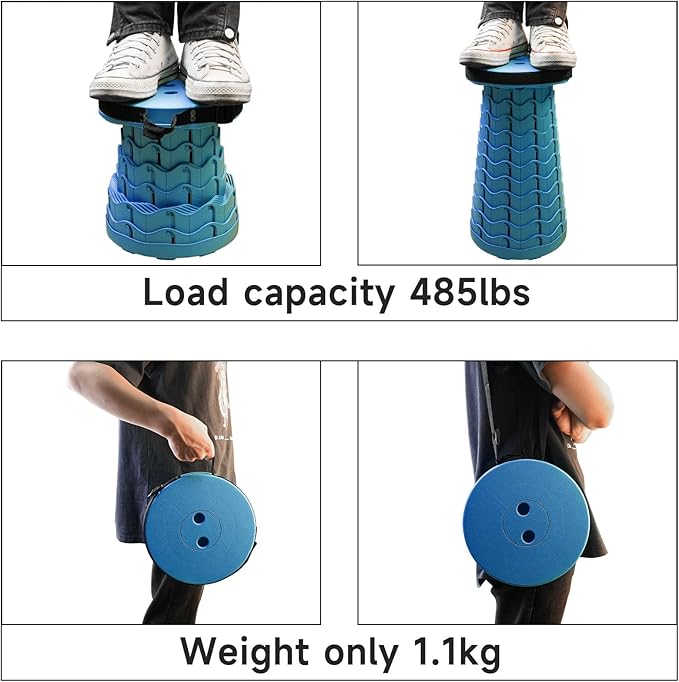 Portable & Lightweight Foldable Camping Chair for Adults, Heavy Duty Folding Stool with Adjustable Shoulder Strap, Perfect for Picnic, Beach, Backyard, and Sporting Events, Max Weight 400lbs