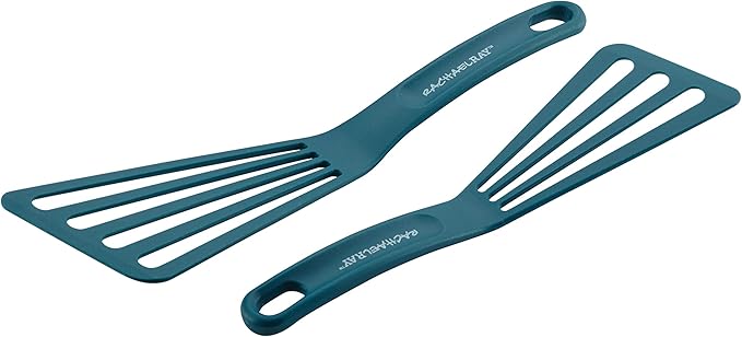 Rachael Ray Tools & Gadgets 2-Piece Nylon Turner Set, Marine Blue, 10" & 12" Spatula Set