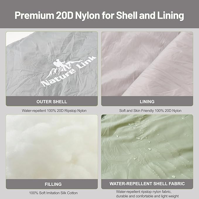 Lightweight Sleeping Bag 2.43lbs, Backpacking Sleeping Bag 46℉-59℉, Nylon Shell and Lining, Waterproof, Compact, Ultralight Sleeping Bag for Backpacking Camping Hiking