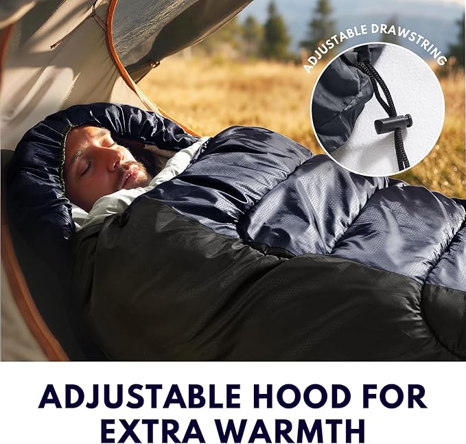 0 Degree XXL Sleeping Bags for Adults Cold Weather,Camping Sleeping Bag with Compression Sack for Winter Hiking, Hunting,Traveling
