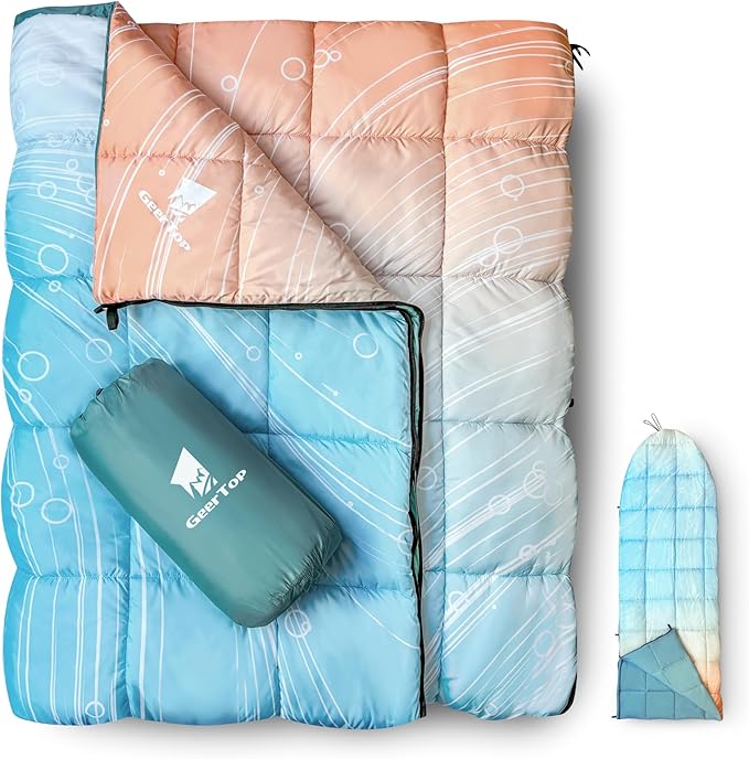 GEERTOP Lightweight Outdoor Camping Blankets for Adults, Compact Travel Blanket for Hiking Backpacking All Weather Sleeping Bag Quilt for Beach, Park, Stadium