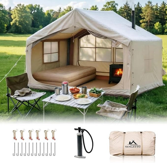 Inflatable Tents for Camping, Large Inflatable Camping Tent with Hand Pump, Easy Setup Tents for 2/4/6/8/10/12 People, Portable Glamping Tent