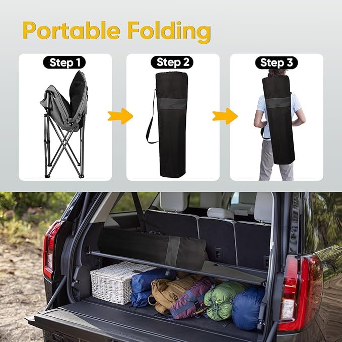 Colorsoul Oversized Heated Camping Chairs Heavy Duty, Fully Thick Padded Heated Chairs for Outdoor Sports, Heated Folding Chair for Adults Support 450lbs, 3 Heat Levels, Battery NOT Included