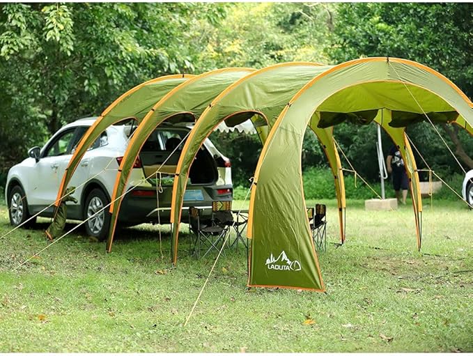 Car Tent Tour Portable Waterproof Car Rear Tent Outside Camping Shelter Outdoor Car Tent Trailer Tent Roof Top for Beach Green