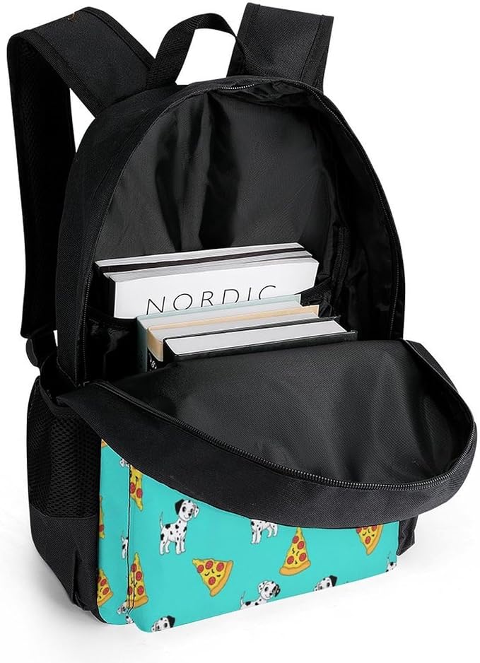 Men Women Lightweight Cute Great Dane Pizza Casual Daypack Big Capacity Bookbag With Padded Straps for Gym Travel Walking Cycling