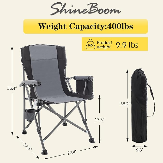 Fishing Chair Camping Chairs Foldable Lawn Beach Portable Campact Chair with Side Pockets and Cup Holder for Adults