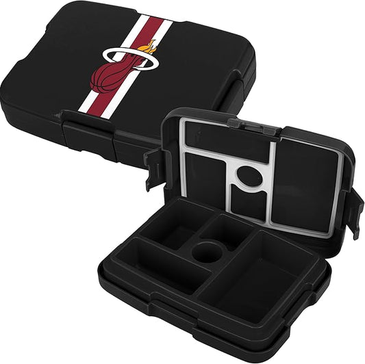 FOCO NBA Unisex-Adult Officially Licensed Team Color Stripe Primary Logo Basketball Leak Proof 5 Compartment Bento Lunch Box - Miami Heat