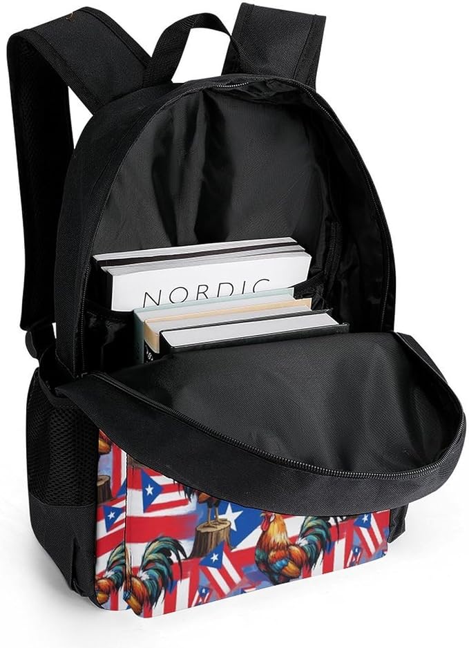 Lightweight Rucksacks for Climbing Outdoors Walking Cycling, Large Capacity Anti-Theft Multipurpose Carry On Bag, Pride Rooter And Ameican Puerto Rico Flag Camping Outdoor Backpack