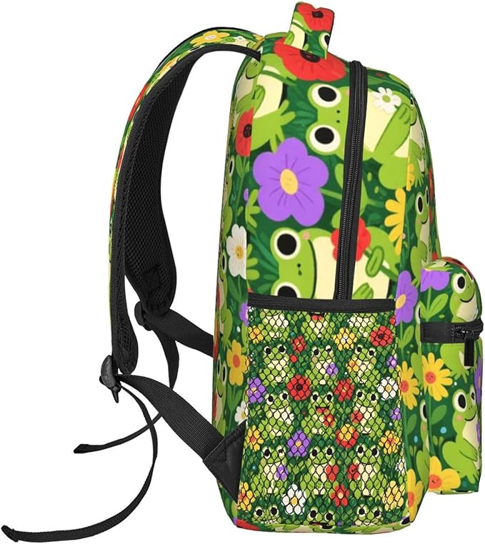 Casual Daypack Multipurpose Anti-Theft Large Capacity Carry On Bag, Frogs Green Colorful Casual Daypack Climbing Shoulder Bag With Padded Straps