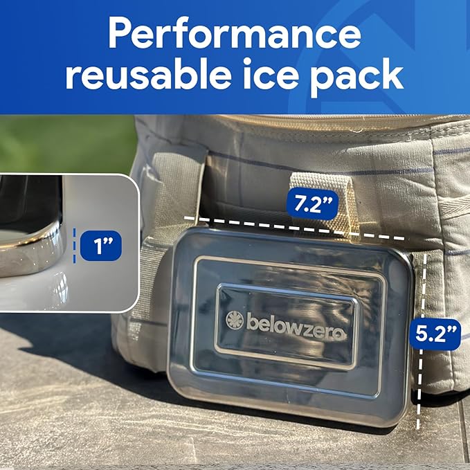 Below Zero Deluxe Stainless Steel Cooling Pack - Durable Ice Pack Lasts 48 Hours, Ice Pack for Bento, Lunch Bags, Coolers, Picnics, Camping, Beachgoers, Sporting Events - Longest Lasting