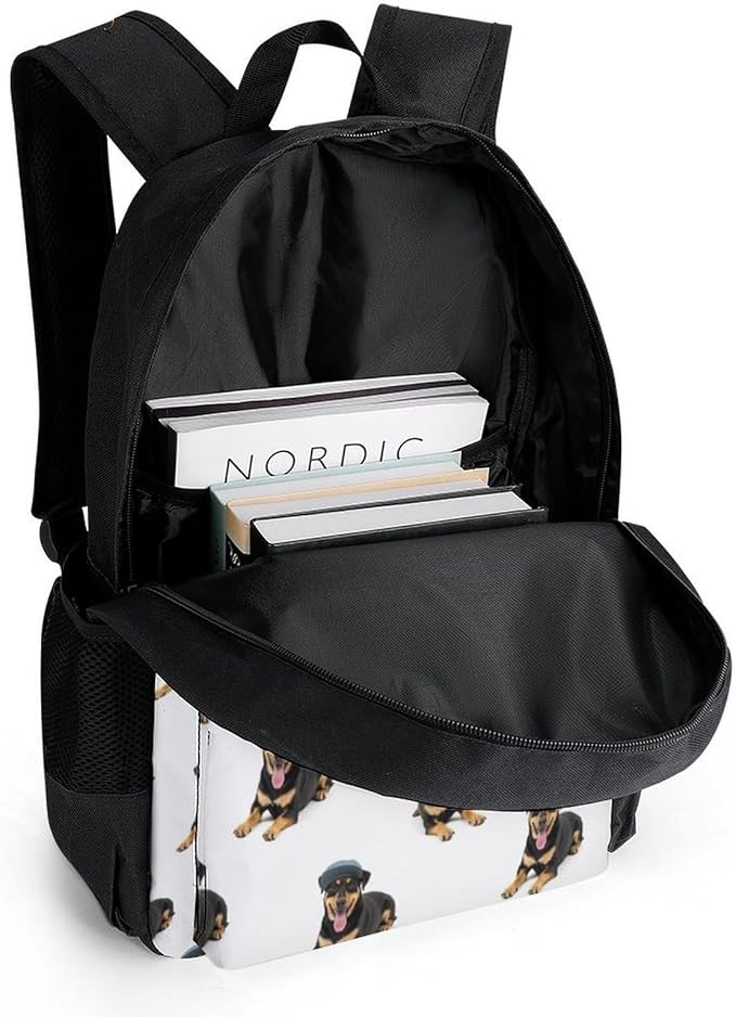 Men Women Polyester Australian Cattle Dogs White Backpack Large Capacity Bookbag With Smooth Zippers for Climbing Picnic Bicycle