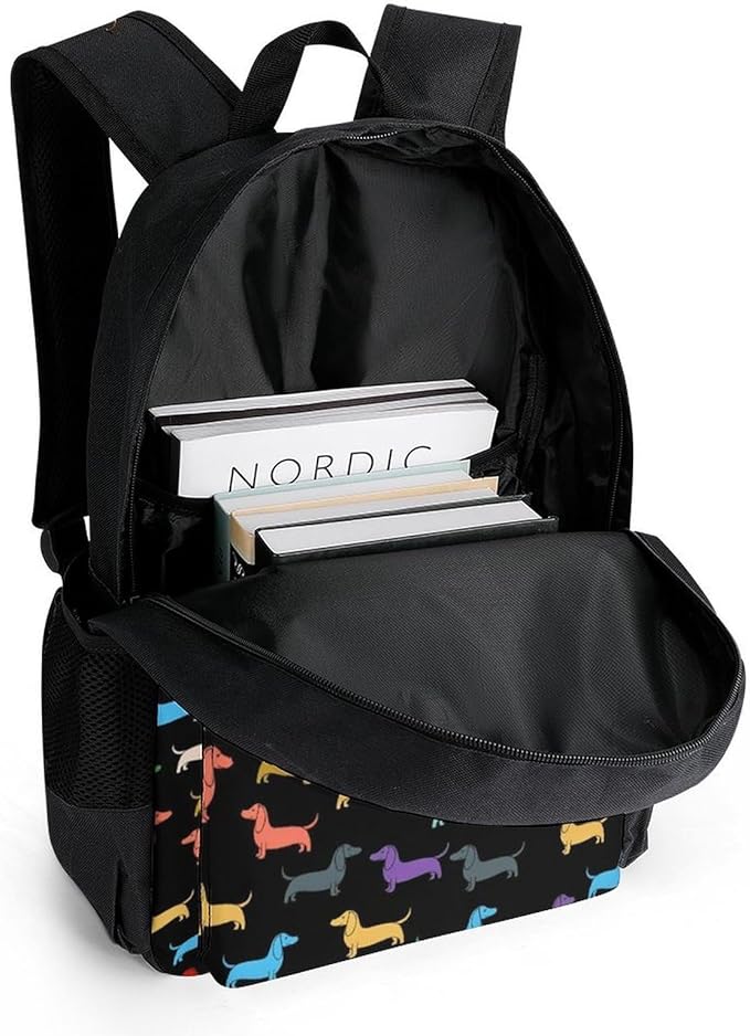 Rucksacks Lightweight Multipurpose Anti-Theft Retro Dogs Dachshund Shoulder Bag Large Capacity Business Computer Bag With Smooth Zippers
