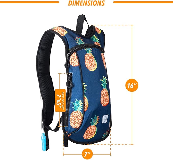 Vibe Festival Gear Hydration Pack Backpack with 2L Water Bladder for Women, Men, Teens, Kids - Hydropack Hydro Sports, Outdoor, Running, Camping, Hiking, Festivals, Raves