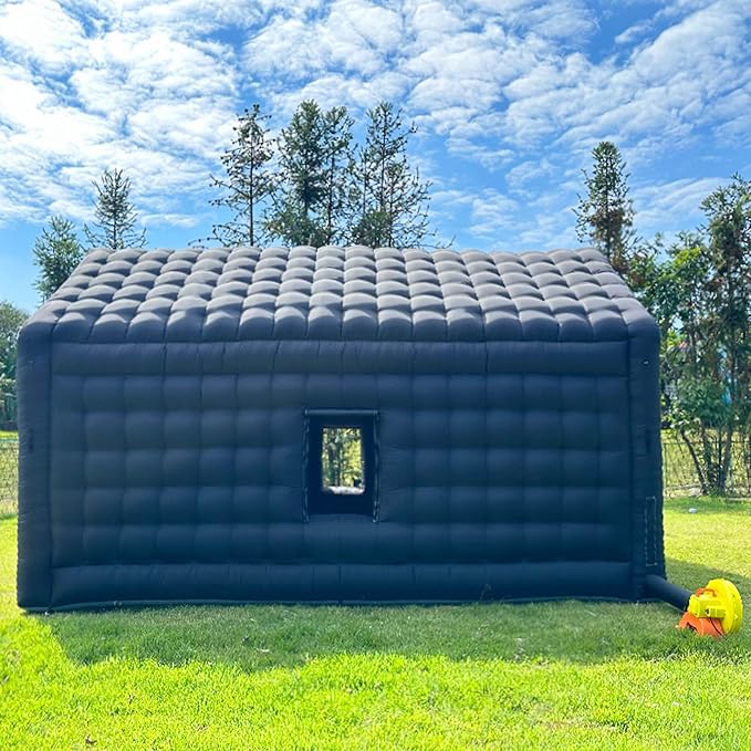WARSUN Large Black Inflatable Nightclub 20x16.5x12Ft Inflatable Party Tent with Logo Area Inflatable Night Club Tent for Adults Wedding Birthday Raves Dance Floor Yard Party Business