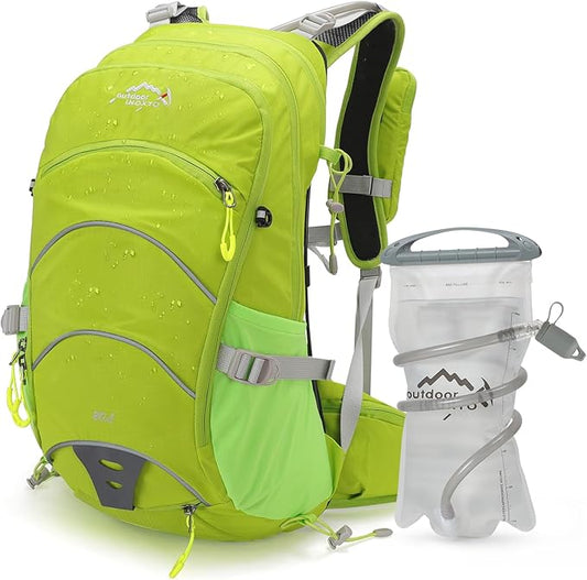 IX INOXTO 20L Hydration Backpack, Waterproof Hiking Internal Frame Backpacks with 2L Hydration Water Bladder and Rain Cover for Men, Lightweight Travel Daypack for Cycling,Camping,Ski (light green)
