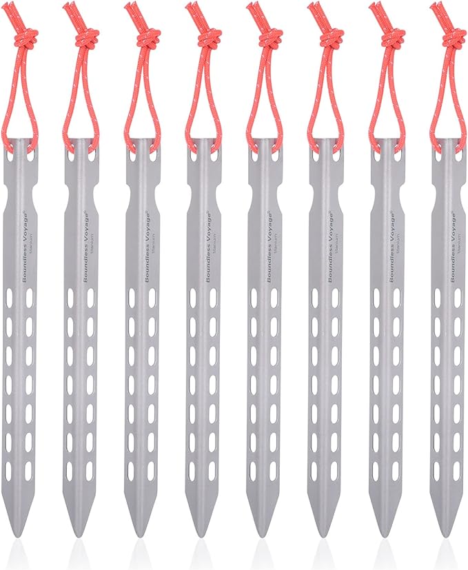 iBasingo 8 pcs/Lot Ultralight Titanium Tent Pegs Outdoor Camping Tent Stakes for Sand Heavy Duty Portable Tent Nail for Garden Picnic A-Ti4008P