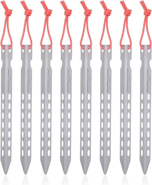 iBasingo 8 pcs/Lot Ultralight Titanium Tent Pegs Outdoor Camping Tent Stakes for Sand Heavy Duty Portable Tent Nail for Garden Picnic A-Ti4008P