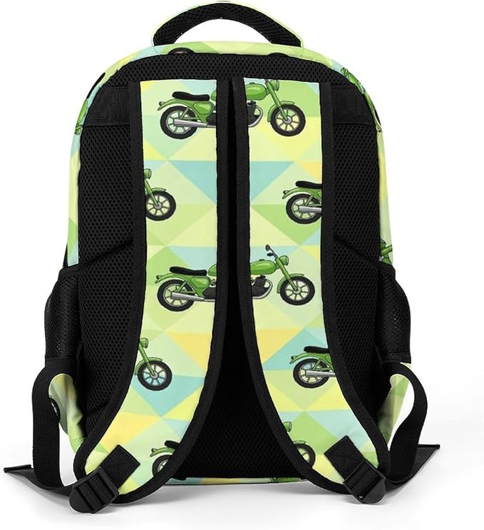 Water Resistant Laptop Backpack Motorcycle Motorbike Motor Bicycle Dirt Bike Mint Gree, Business Anti Theft Computer Bag with Water Bottle Pockets for College Men Women
