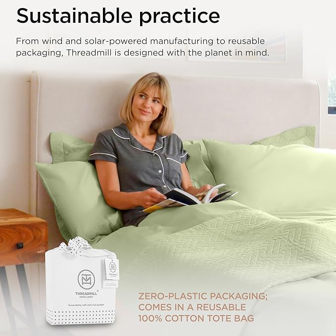 Threadmill Luxury Cotton Blankets for King Size Bed | All-Season Cozy 100% Cotton King Blanket | Criss Cross Soft & Lightweight Coverlet fits California King Size Bed, 104x92 | Sage Green