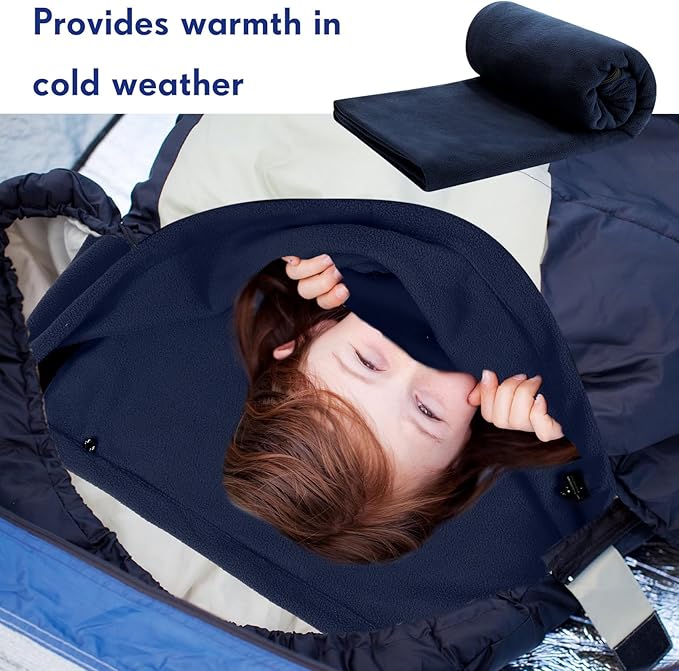 Mixweer 3 Pcs Fleece Sleeping Bag Liner for Adult Warm or Cold Weather 75" Adds 12 Degrees Fahrenheit More Warmth Zippered Camping Blanket Liner with Bag for Adult Travel